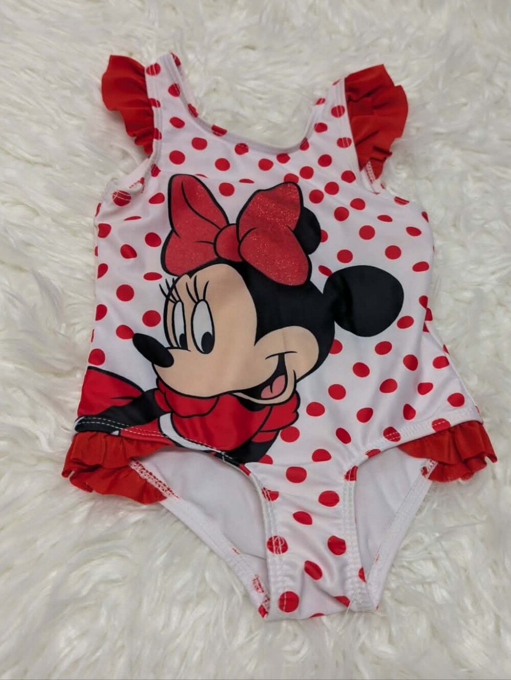 Minnie Mouse Red & White Polka Dot Girls One-Piece Swimsuit